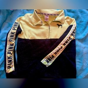 Neon Yellow & Black PINK Quarter Zip - Size Small
